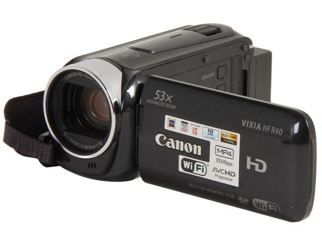 Black Canon VIXIA HF R40 HD 53x Image Stabilized Optical Zoom 8GB Camcorder 