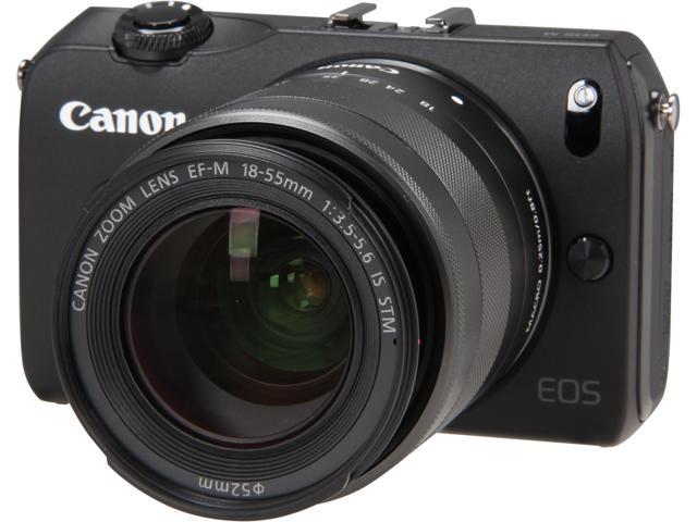 Canon EOS M (6609B074) Black 18 MP 3.0" 1040K LCD Compact Mirrorless System Camera with EF-M 18-55mm f/3.5-5.6 IS STM Kit