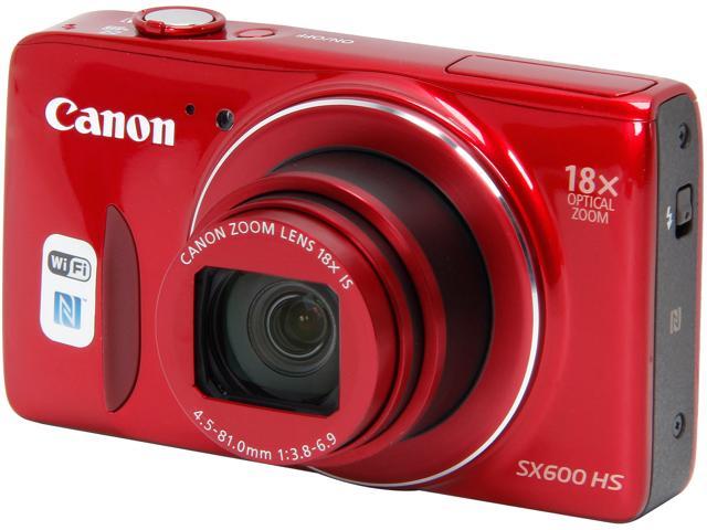 Canon PowerShot SX600 HS Red 16 MP 18X Optical Zoom 25mm Wide Angle Digital Camera HDTV Output