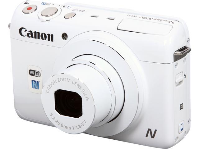 Canon PowerShot N100 White 12.1 MP 5X Optical Zoom 24mm Wide Angle Digital Camera HDTV Output