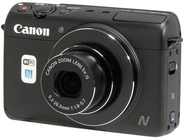 Canon PowerShot N100 Black 12.1 MP 5X Optical Zoom 24mm Wide Angle Digital Camera HDTV Output