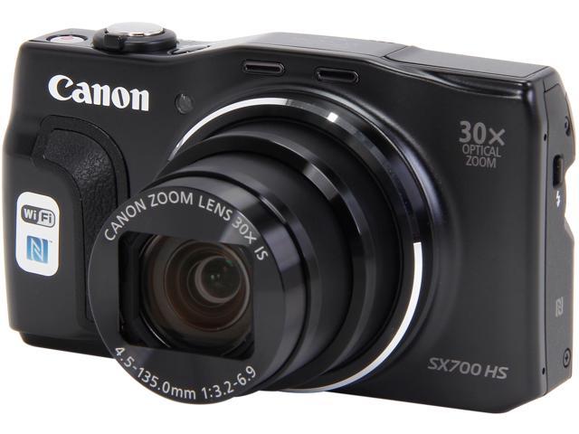 Canon PowerShot SX700 HS Black 16.1 MP 25mm Wide Angle Digital Camera HDTV Output