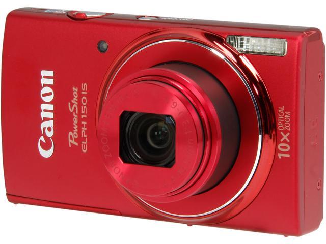Canon PowerShot ELPH 150 IS Red 20.0 MP 10X Optical Zoom 24mm Wide Angle Digital Camera