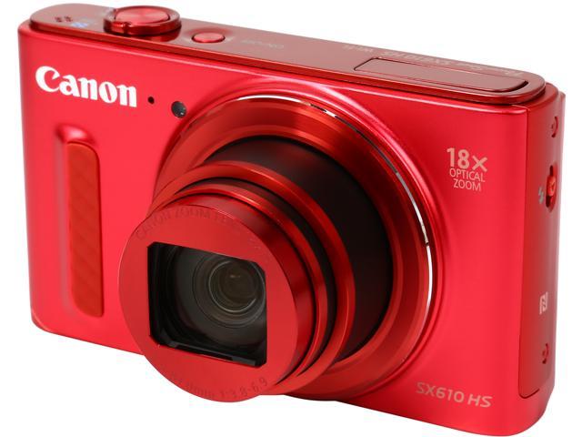 Canon PowerShot SX610 HS Red 20.2 MP 18X Optical Zoom 25mm Wide Angle High-End, Advanced Digital Camera HDTV Output