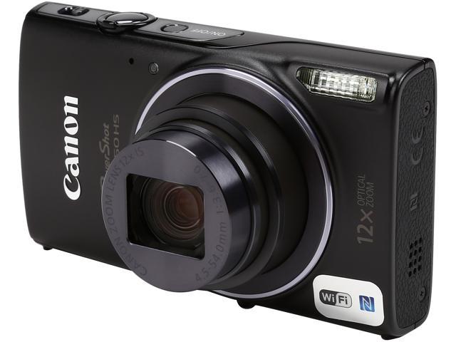 Canon PowerShot ELPH 350 HS Black 20.2 MP 12X Optical Zoom 25mm Wide Angle Digital Camera