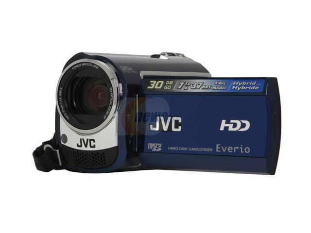 JVC Everio GZ-MG330 Blue 1/6" CCD 2.7"112K LCD 35X Optical Zoom 30GB HDD/microSD Hybrid Digital Camcorder