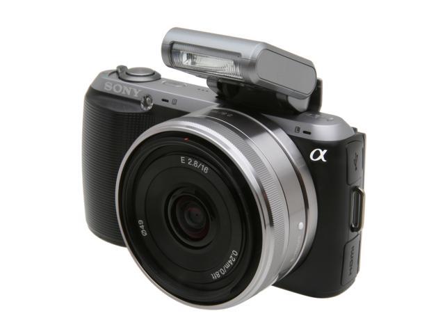 Sony Alpha NEX-C3A/B Black 16MP Compact Interchangeable Digital Camera with 16mm f2.8 Wide Angle Lens