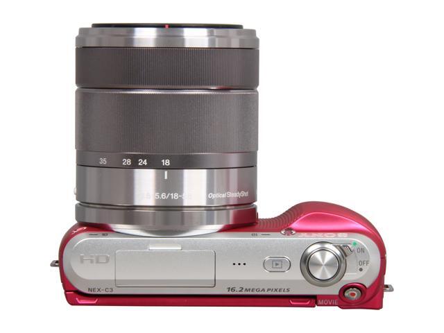 Sony Nex C3k P Pink A Nex C3 Digital Camera W 18 55mm Lens Newegg Com