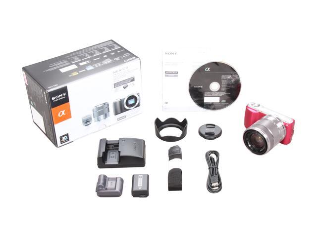 Sony Nex C3k P Pink A Nex C3 Digital Camera W 18 55mm Lens Newegg Com
