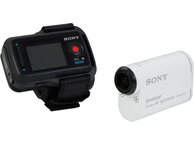 Sony HDR-AS100V HDR-AS100VR/W White 13.5MP Action Camera and Live-View Remote Bundle