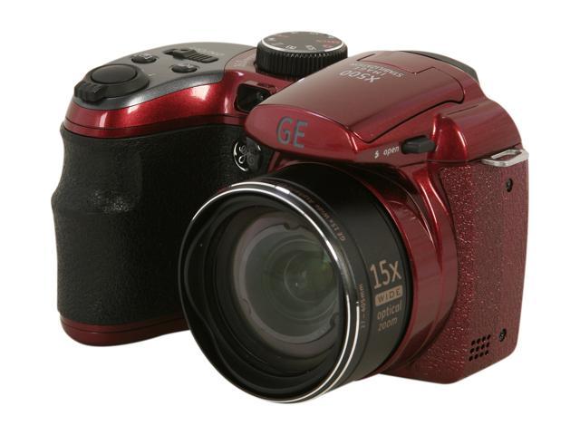 GE X500 Burgundy 16 MP 15X Optical Zoom 27mm Wide Angle Digital Camera