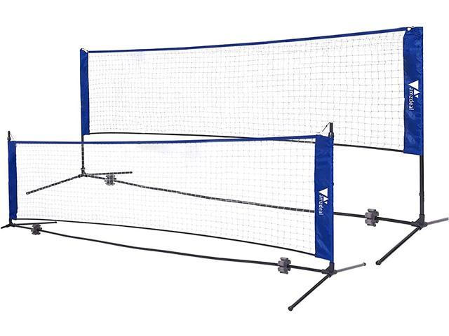 Amzdeal 17ft. Portable Badminton & Volleyball Net Set, for Indoor Outdoor, Blue