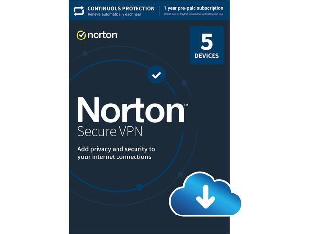 Norton Secure VPN 2022 for up to 5 Devices, 1 Year with Auto Renewal, Download