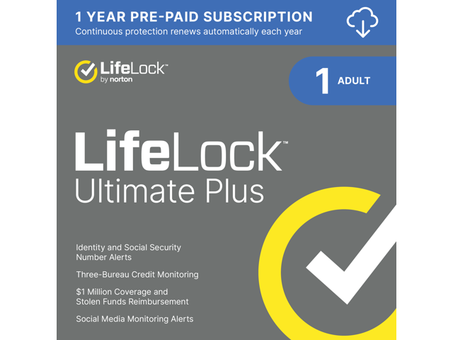 LifeLock Ultimate Plus Identity Theft Protection, Individual Plan, 1 Year Subscription with Auto-Renewal [Download]