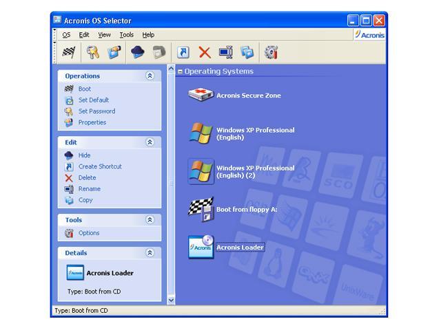 acronis os selector