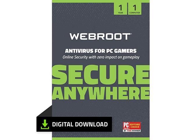 Webroot Antivirus for PC Gamers 2024- 1 PC / 1 Year Download + System Performance Optimizer