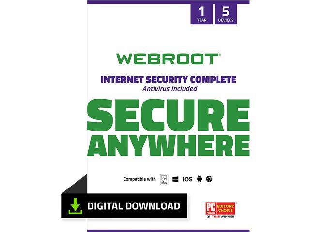 Webroot Internet Security Complete + Antivirus 2023 - 5 Devices 1 Year - Download