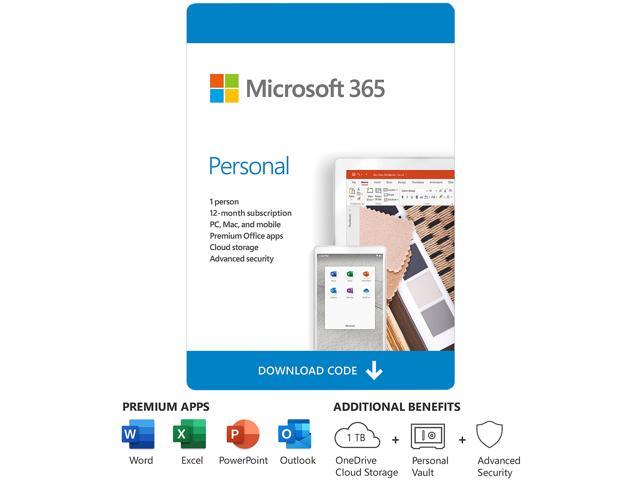 Microsoft 365 Personal, 1 User 1 Year, Premium Office Apps, 1 TB OneDrive  Cloud Storage, Bilingual, PC/Mac Download Office & Accounting - Download -  