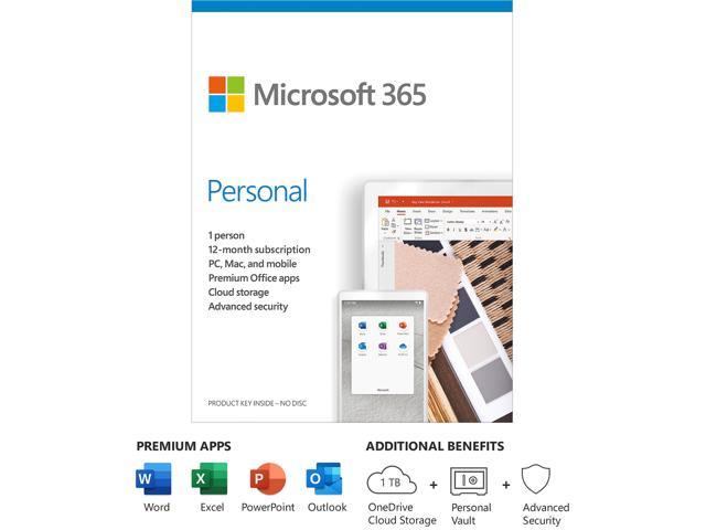 Microsoft 365 Personal 12 Month Subscription 1 Person Premium Office Apps 1tb Onedrive Cloud Storage Pc Mac Keycard Newegg Com