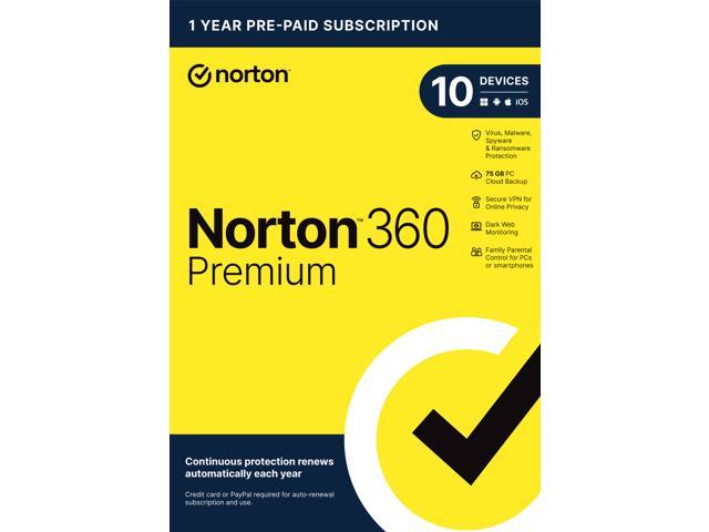 Norton 360 Premium 2024 - 10 Devices - 1 Year with Auto Renewal - Key Card