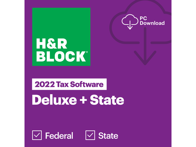 H&R Block 2022 Deluxe + State Win Tax Software (Download)