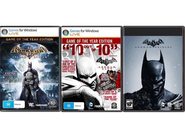 Batman Triple Pack (Arkham Asylum GOTY + Arkham City GOTY + Origins)  [Online Game Codes] - Newegg.com