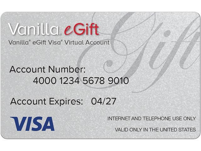 100 Vanilla Egift Visa Virtual Account