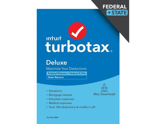 TurboTax Deluxe 2020 Desktop Tax Software, Federal and State Returns + Federal E-file (State E-file Additional) [Mac Download]