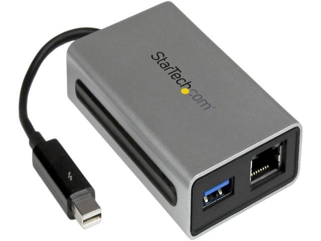 StarTech.com Thunderbolt to Gigabit Ethernet plus USB 3.0 Thunderbolt to Ethernet Thunderbolt to USB 3.0 TB2USB3GE Thunderbolt Adapter