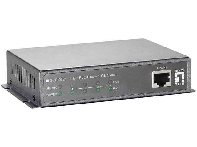 LevelOne GEP-0521 5-Port Gigabit PoE Switch, 802.3at/af PoE, 4 PoE ...