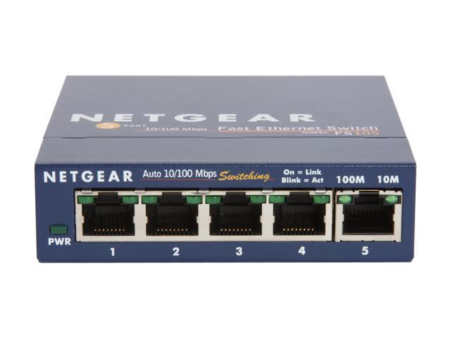 NETGEAR FS105-300UKS ProSAFE 5 port Fast Ethernet 10/100 Unmanaged Switch with Lifetime Warranty,Blue