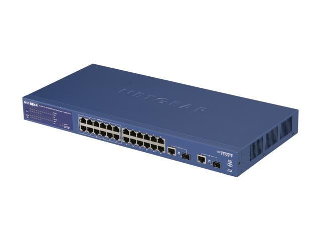 NETGEAR 24 Port 10/100 PoE Smart Switch + 2 Combo ports, 12 ports PoE - Lifetime Warranty (FS726TP)