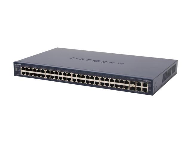NETGEAR ProSafe FS752TPS 10/100Mbps + 1000Mbps Smart Switches with 4 Gigabit Ports and 24 Port PoE 48 10/100 Mbps auto sensing Fast Ethernet switching ports (24 10/100 Mbps ports with PoE)
4 Built-in RJ-45 Gigabit Ethernet ports for 10/100