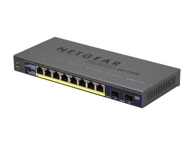 NETGEAR 8 Port PoE Gigabit Smart Switch + 2 SFP Ports - Lifetime Warranty (GS110TP)