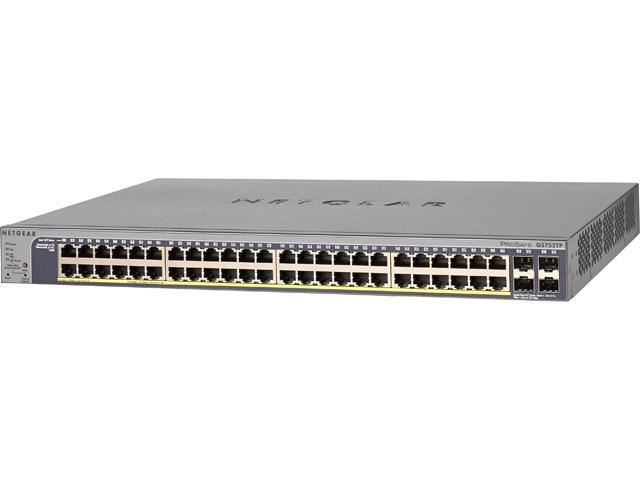 NETGEAR 48-Port Gigabit Ethernet Smart Managed Pro Switch, 4 SFP GbE Fiber Ports, Poe/PoE+, 384w, ProSAFE Lifetime Protection (GS752TP)