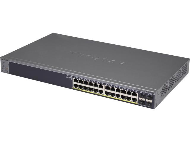 NETGEAR 24-Port Gigabit Ethernet Smart Managed Pro Switch, PoE/PoE+, 192w, 4 SFP, ProSAFE Lifetime Protection (GS728TP)