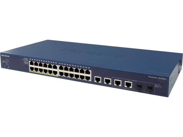 NETGEAR 24-Port Fast Ethernet Smart Managed Pro Switch, Rackmount, PoE 100w, ProSAFE Lifetime Protection (FS728TLP)