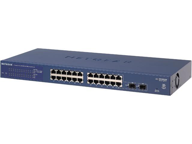 NETGEAR 24-Port Gigabit Ethernet Smart Switch (GS724Tv4) - Managed with 2 x 1G SFP, Desktop/Rackmount, and ProSAFE Limited Lifetime Protection