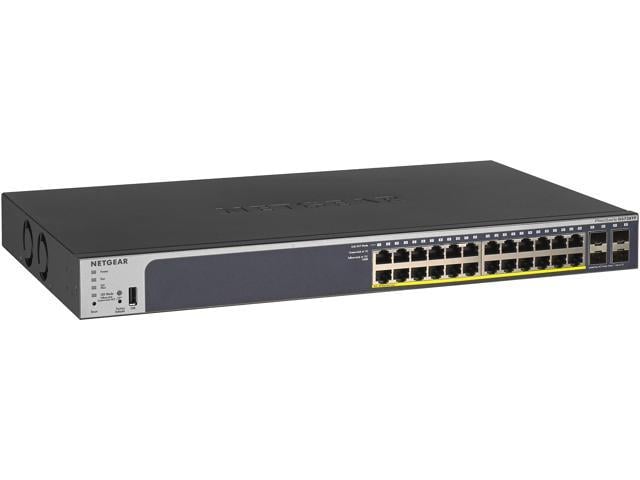 NETGEAR 24-Port Gigabit PoE+ Ethernet Smart Managed Pro Switch with 4 SFP Ports | 190W | ProSAFE and Lifetime Technical Chat Support (GS728TP)