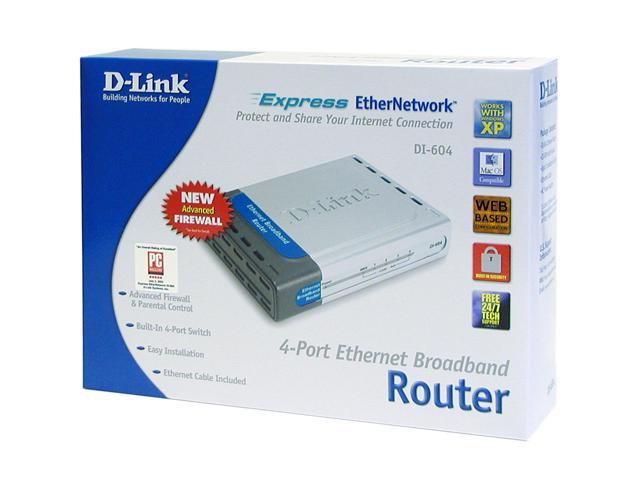 D-Link DI-604 Wired 10/100 MBPS Ethernet Broadband Router 4-Port NEED AC ADAPTER 