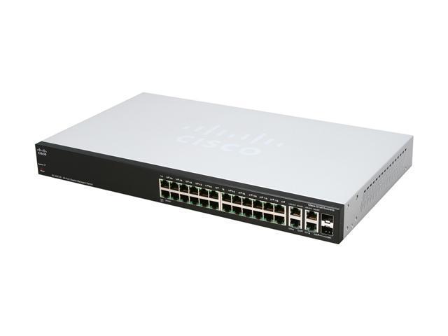 Cisco Small Business SRW2024-K9-NA Gigabit Managed Switch 10/100/1000Mbps 24 x RJ45 + 2 x SFP 8K MAC Address Table