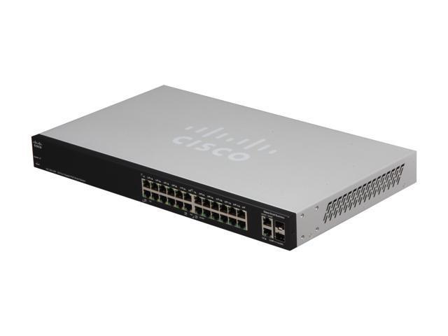 Certified Refurbished 24 10//100//1000 Ports Cisco SG200-26P Gigabit Ethernet Smart Switch SLM2024PT PoE and 2 Combo Mini-GBIC Ports