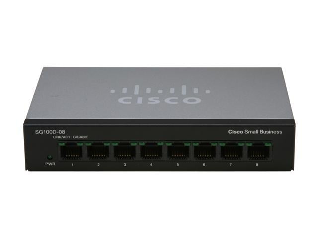 Cisco Small Business 100 Series SG100D-08-NA Unmanaged 8-Port Desktop  Gigabit Switch