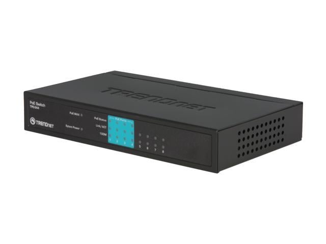 TRENDnet 8-Port 10/100Mbps PoE Switch, 4 x 10/100 Ports, 4 x 10/100 PoE Ports, 30W PoE Power Budget, 1.6 Gbps Switching Capacity, 802.3af, Lifetime Protection, Black, TPE-S44