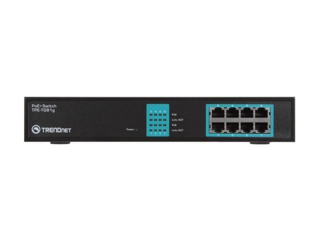 TRENDnet 8-Port Gigabit GREENnet PoE+ Switch, TPE-TG81g, 8 x