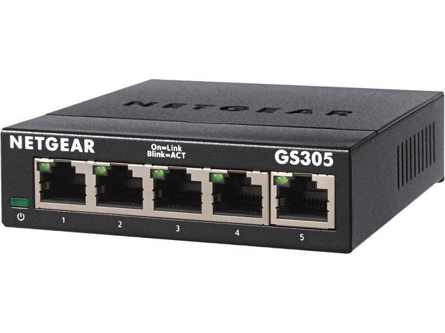 NETGEAR 5-Port Gigabit Ethernet Unmanaged Switch (GS305) - Desktop, Sturdy Metal Fanless Housing