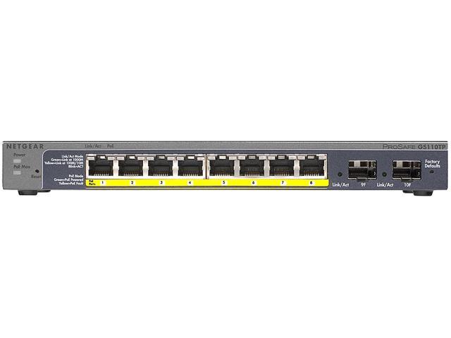NETGEAR 10-Port PoE Gigabit Ethernet Smart Switch (GS110TPP) - Managed with 8 x PoE+ @ 120W, Desktop/Wall Mount