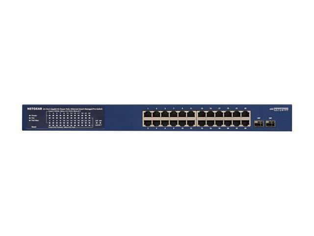NETGEAR 26-Port PoE Gigabit Ethernet Smart Switch (GS724TPP) - Managed with 24  x PoE+ @ 380W, 2 x 1G SFP, Desktop/Rackmount, and ProSAFE Lifetime  Protection - Newegg.com