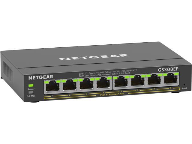 NETGEAR 8 Port PoE Gigabit Ethernet Plus Switch (GS308EP) - with 8 x PoE+ @ 62W, Desktop/Wall Mount