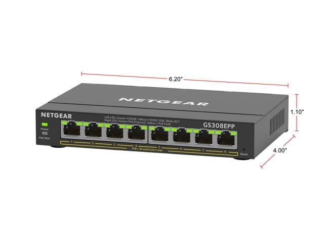 NETGEAR 8 Port PoE Gigabit Ethernet Plus Switch (GS308EPP) - with 8 x ...